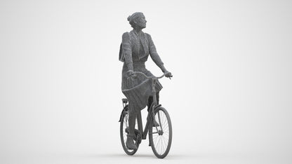 realistic 3D human woman casual cycling, archviz people FBX OBJ for Blender, three-quarter front view render