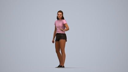 photogrammetry 3D girl casual door, realistic human model archviz FBX, top-down view render