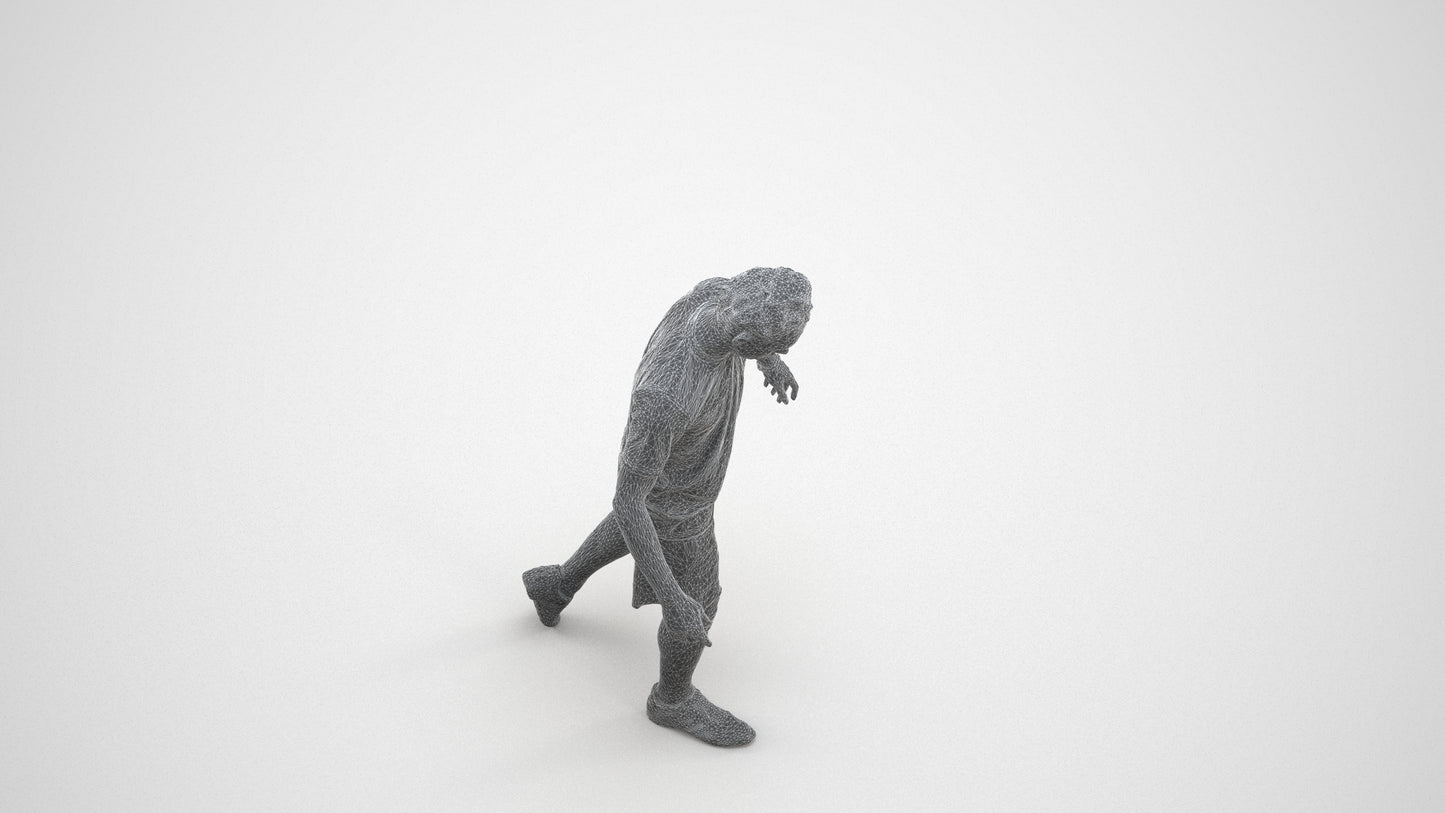 realistic 3D people man sport, render-ready for V-Ray and Corona, FBX OBJ, wireframe three-quarter view