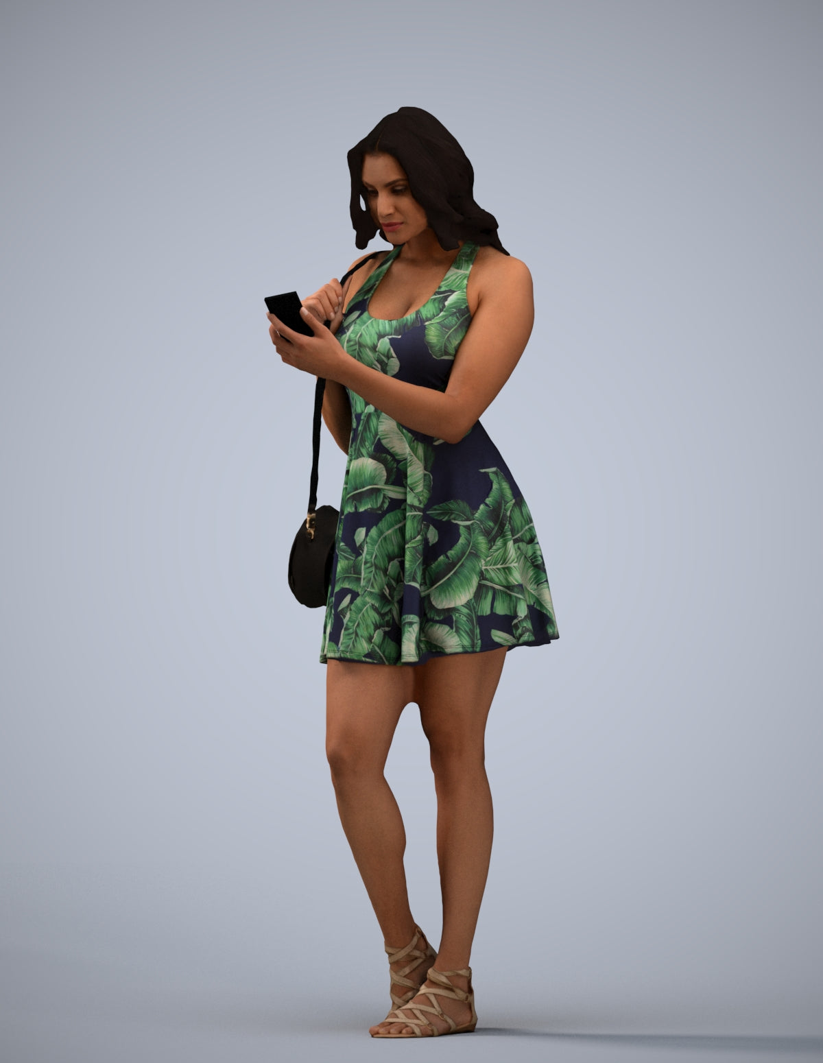 3D people model woman standing, scanned human for 3ds Max rendering