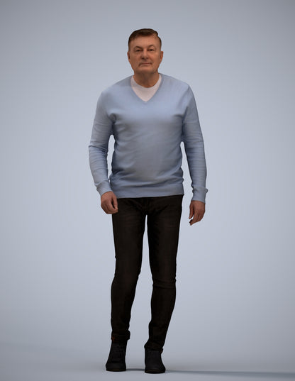 realistic 3D human man casual walking, archviz people FBX OBJ for Blender