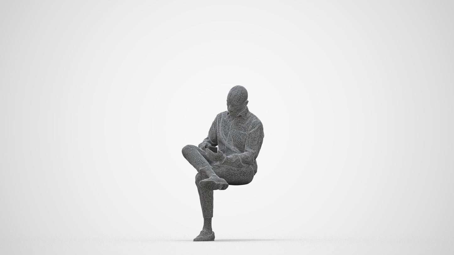 realistic 3D human man business, archviz people FBX OBJ for Blender, wireframe back view