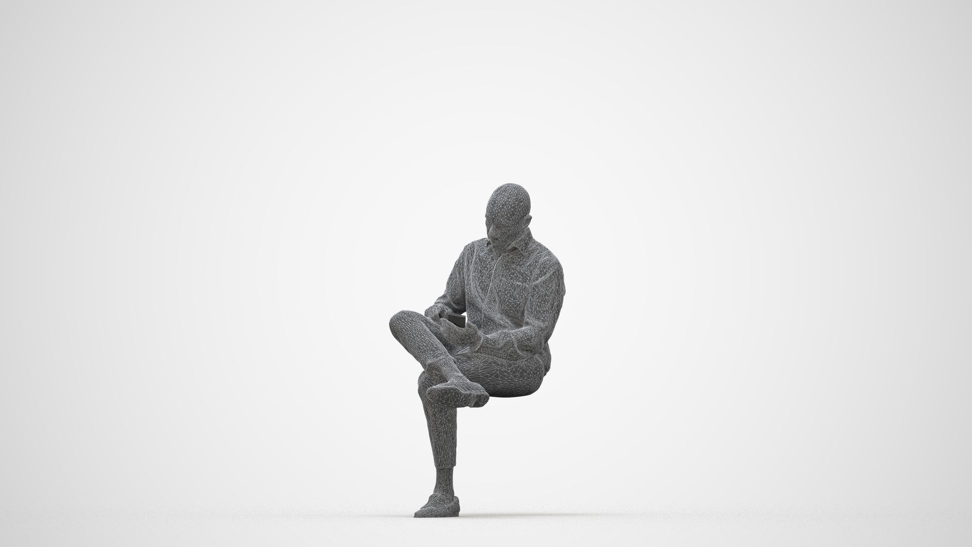 realistic 3D human man business, archviz people FBX OBJ for Blender, wireframe back view