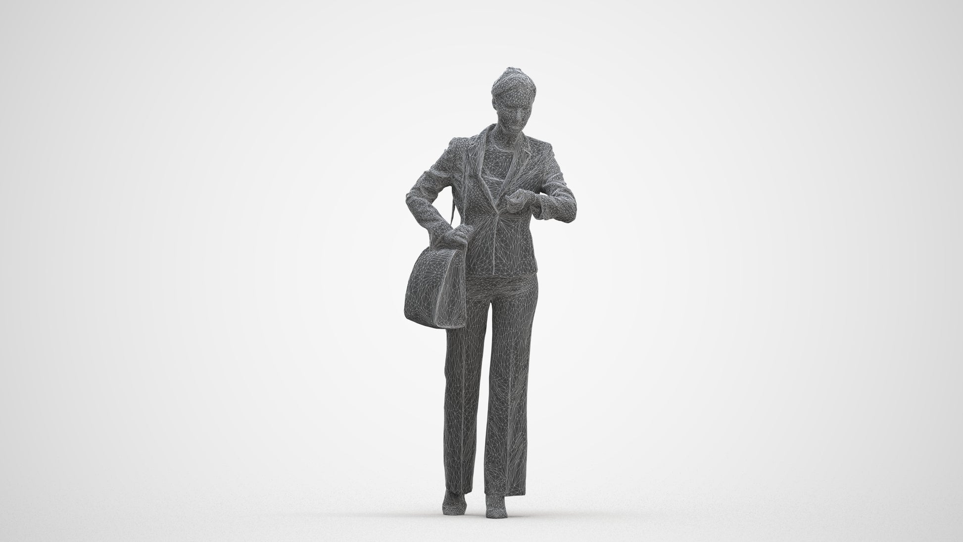 realistic 3D people woman business mix, render-ready for V-Ray and Corona, FBX OBJ, three-quarter front view render