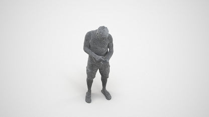 photogrammetry 3D man casual standing, realistic human model archviz FBX, wireframe three-quarter view