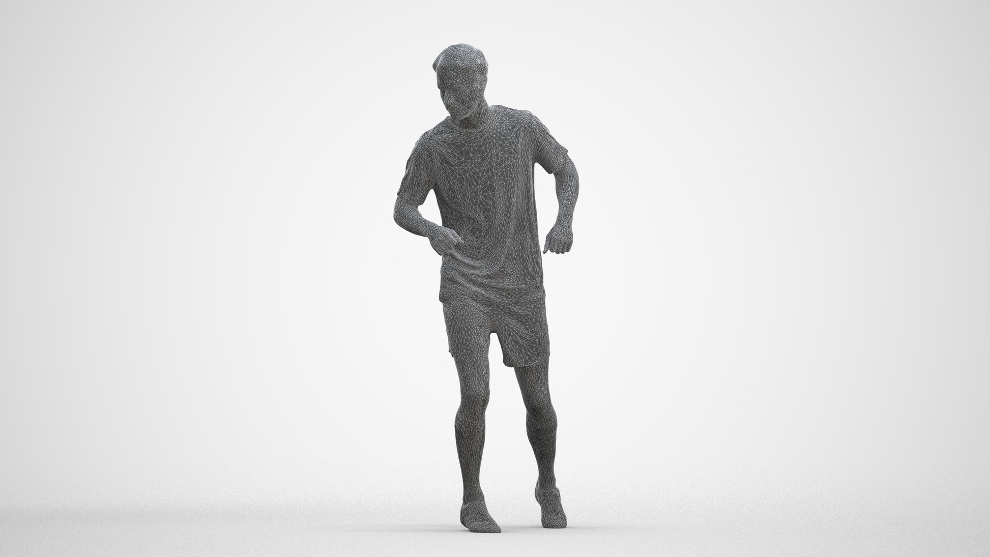 realistic 3D man sport, scanned archviz people for Blender and 3ds Max, three-quarter front view render