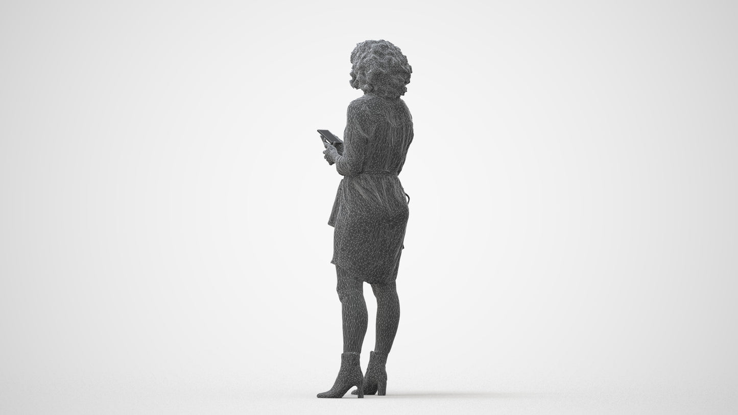 3D scanned woman standing casual, photorealistic archviz people for Enscape and SketchUp, square thumbnail