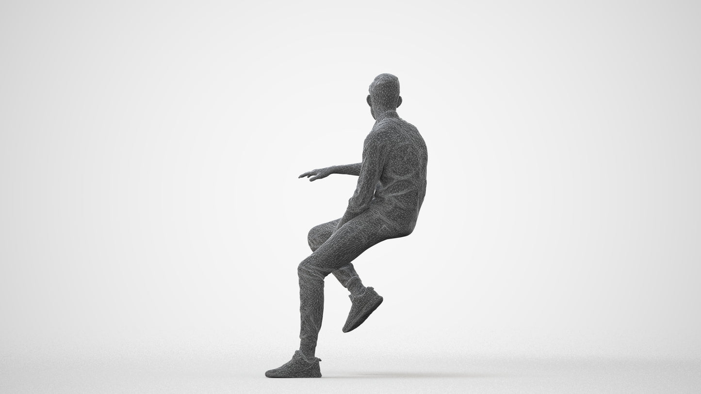 realistic 3D people man casual sitting, render-ready for V-Ray and Corona, FBX OBJ, square thumbnail