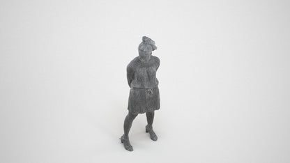 3D people model woman casual standing, scanned human for 3ds Max rendering, wireframe three-quarter view