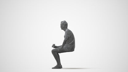 realistic 3D man casual sitting, scanned archviz people for Blender and 3ds Max, square thumbnail