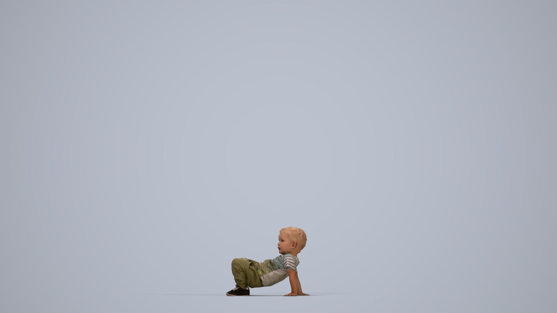 realistic 3D human boy casual kids, archviz people FBX OBJ for Blender, top-down view render