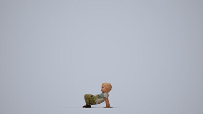 realistic 3D human boy casual kids, archviz people FBX OBJ for Blender, top-down view render