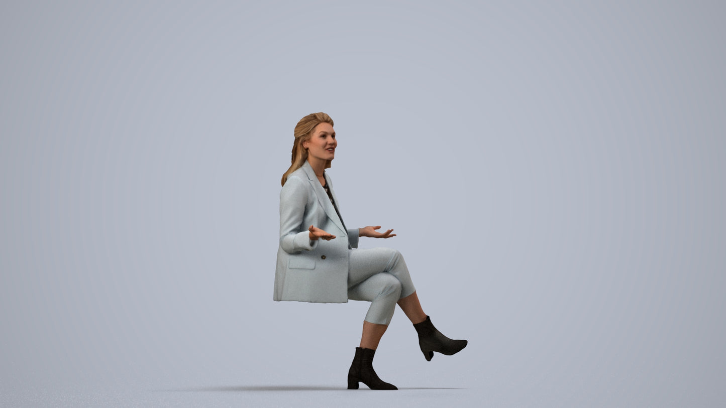 realistic 3D people woman business, render-ready for V-Ray and Corona, FBX OBJ, side view render