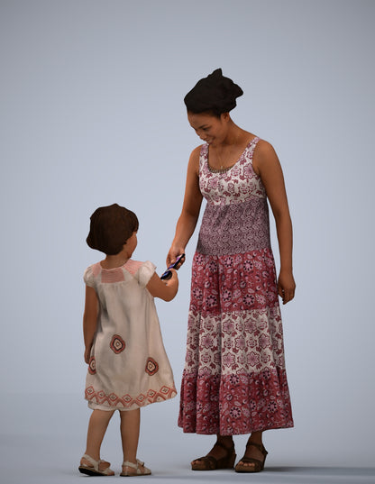realistic 3D girl casual kids, scanned archviz people for Blender and 3ds Max