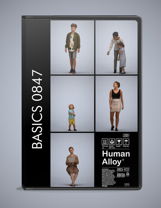 realistic 3D humans kids pack, 5 archviz people FBX OBJ for Blender