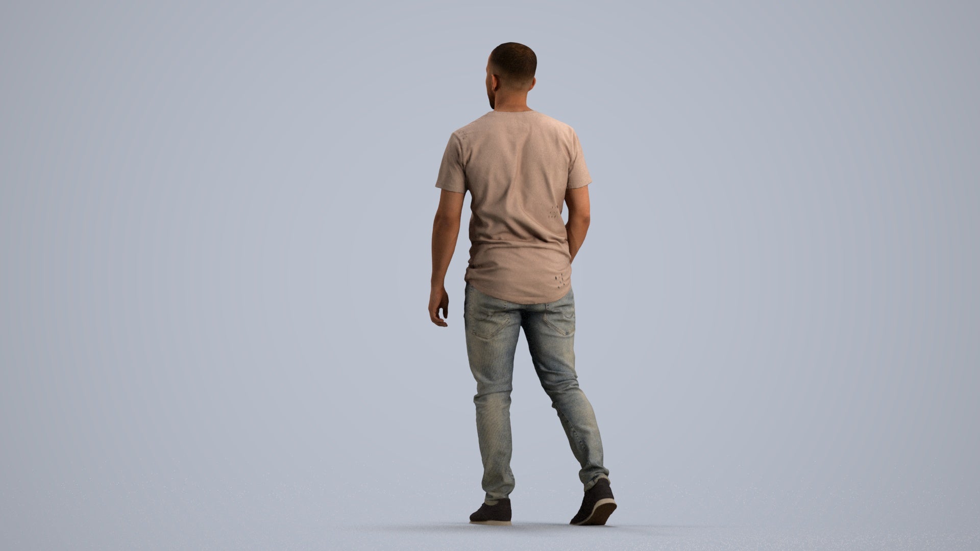 scanned 3D man casual walking, photogrammetry people for Enscape and V-Ray, front view render