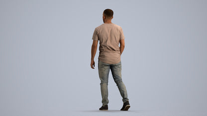 scanned 3D man casual walking, photogrammetry people for Enscape and V-Ray, front view render