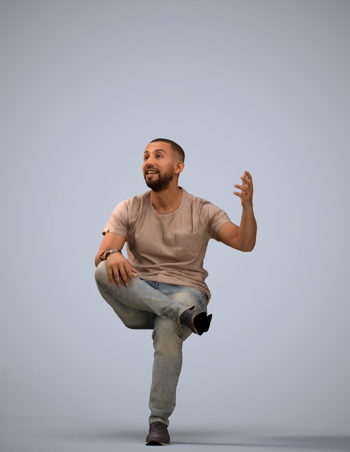 realistic 3D people man casual sitting, render-ready for V-Ray and Corona, FBX OBJ