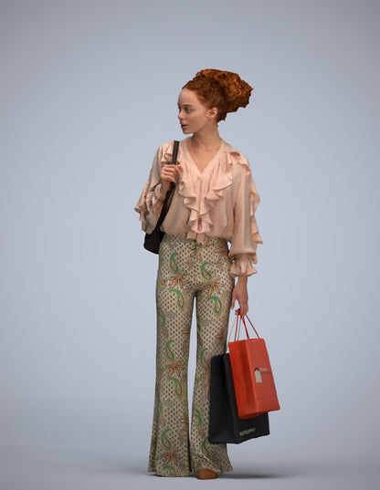 photogrammetry 3D woman casual shopping, realistic human model archviz FBX