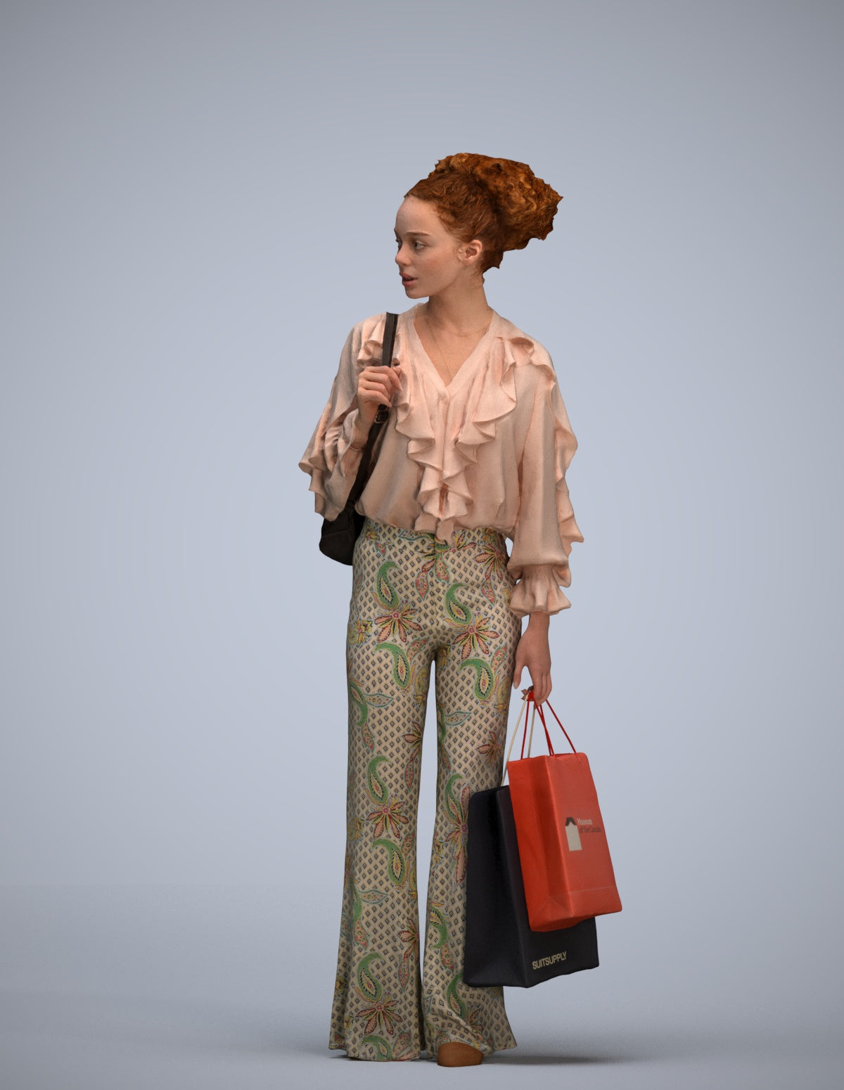 photogrammetry 3D woman casual shopping, realistic human model archviz FBX