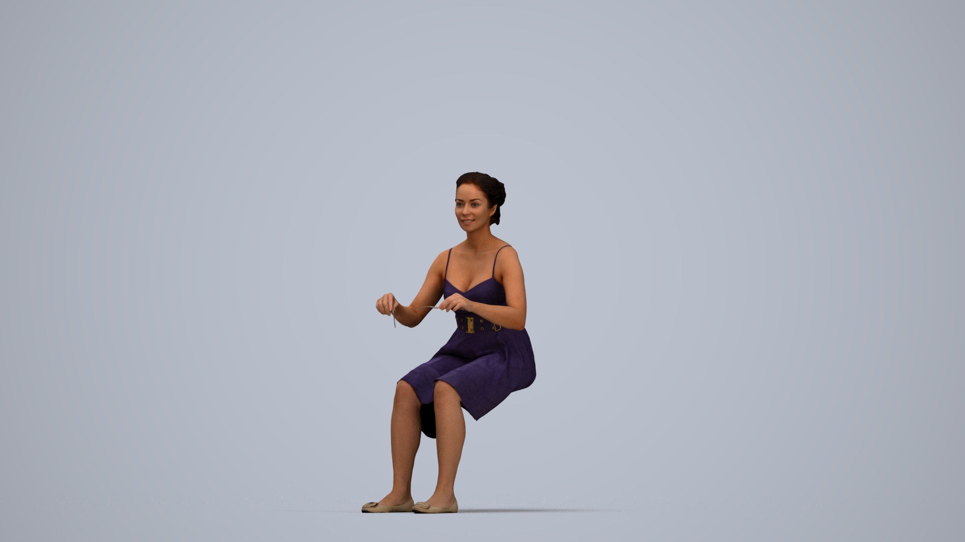 realistic 3D human woman formal formalaffairs, archviz people FBX OBJ for Blender, top-down view render