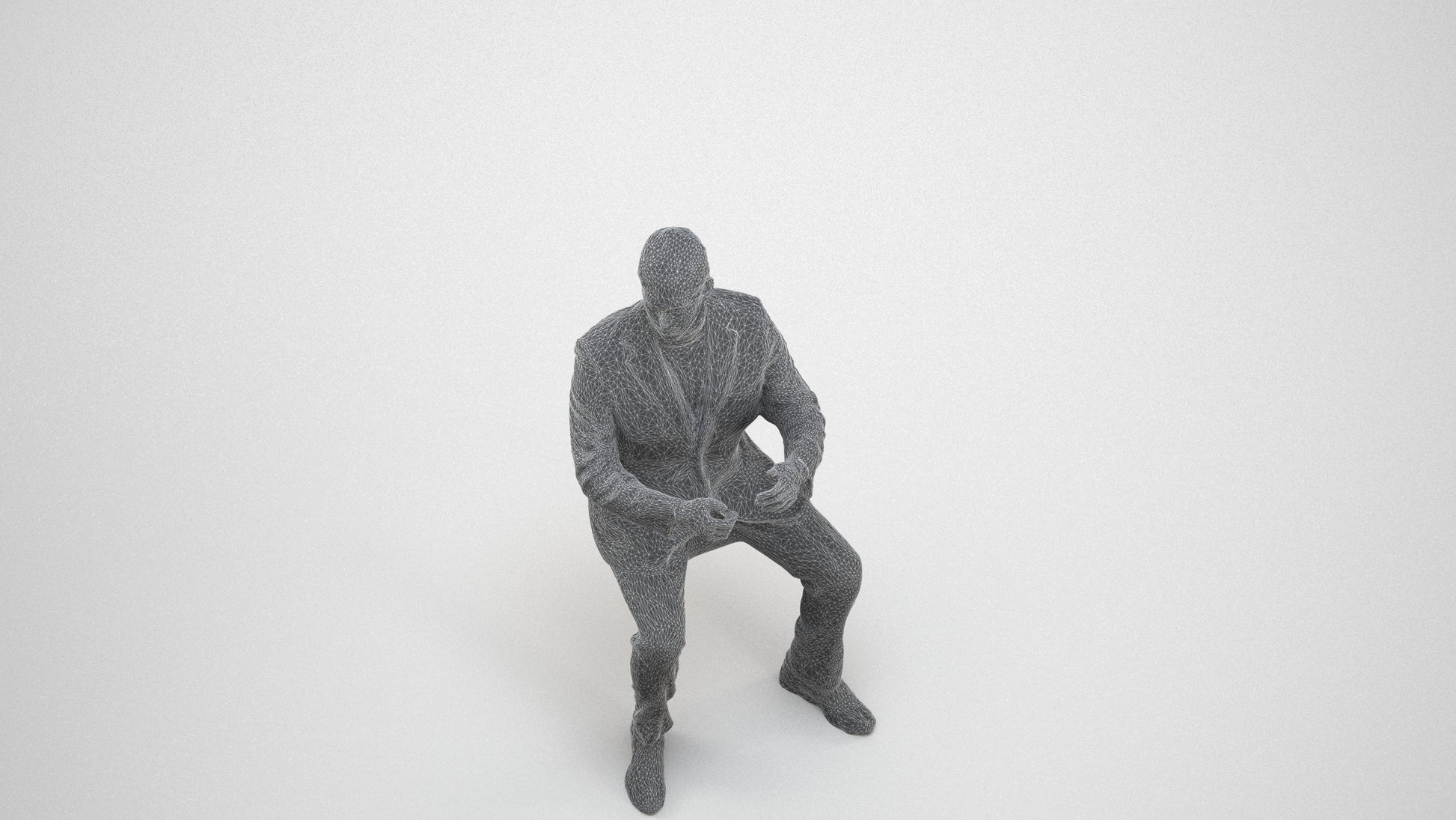 realistic 3D man business, scanned archviz people for Blender and 3ds Max, wireframe three-quarter view