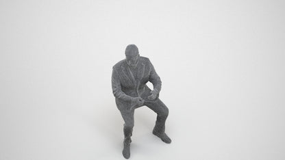 realistic 3D man business, scanned archviz people for Blender and 3ds Max, wireframe three-quarter view