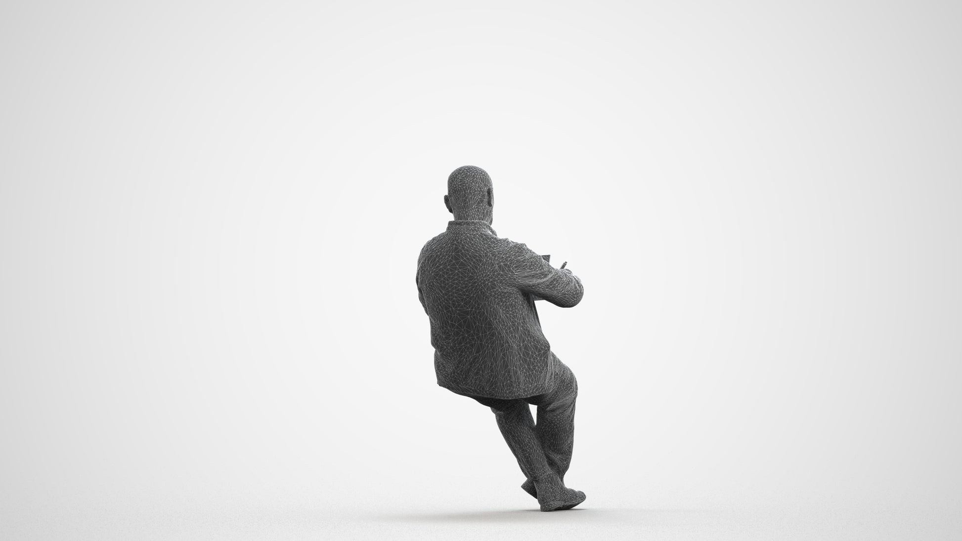 photogrammetry 3D senior man business, realistic human model archviz FBX, wireframe front view
