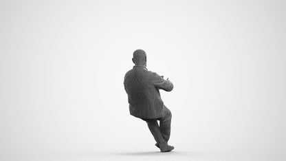 photogrammetry 3D senior man business, realistic human model archviz FBX, wireframe front view
