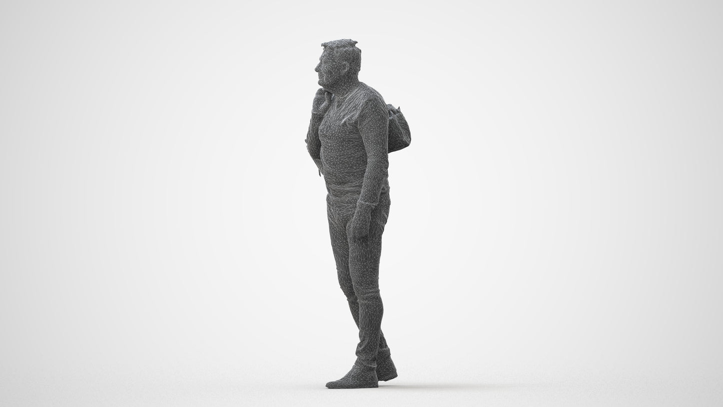 3D people model man casual walking, scanned human for 3ds Max rendering, square thumbnail