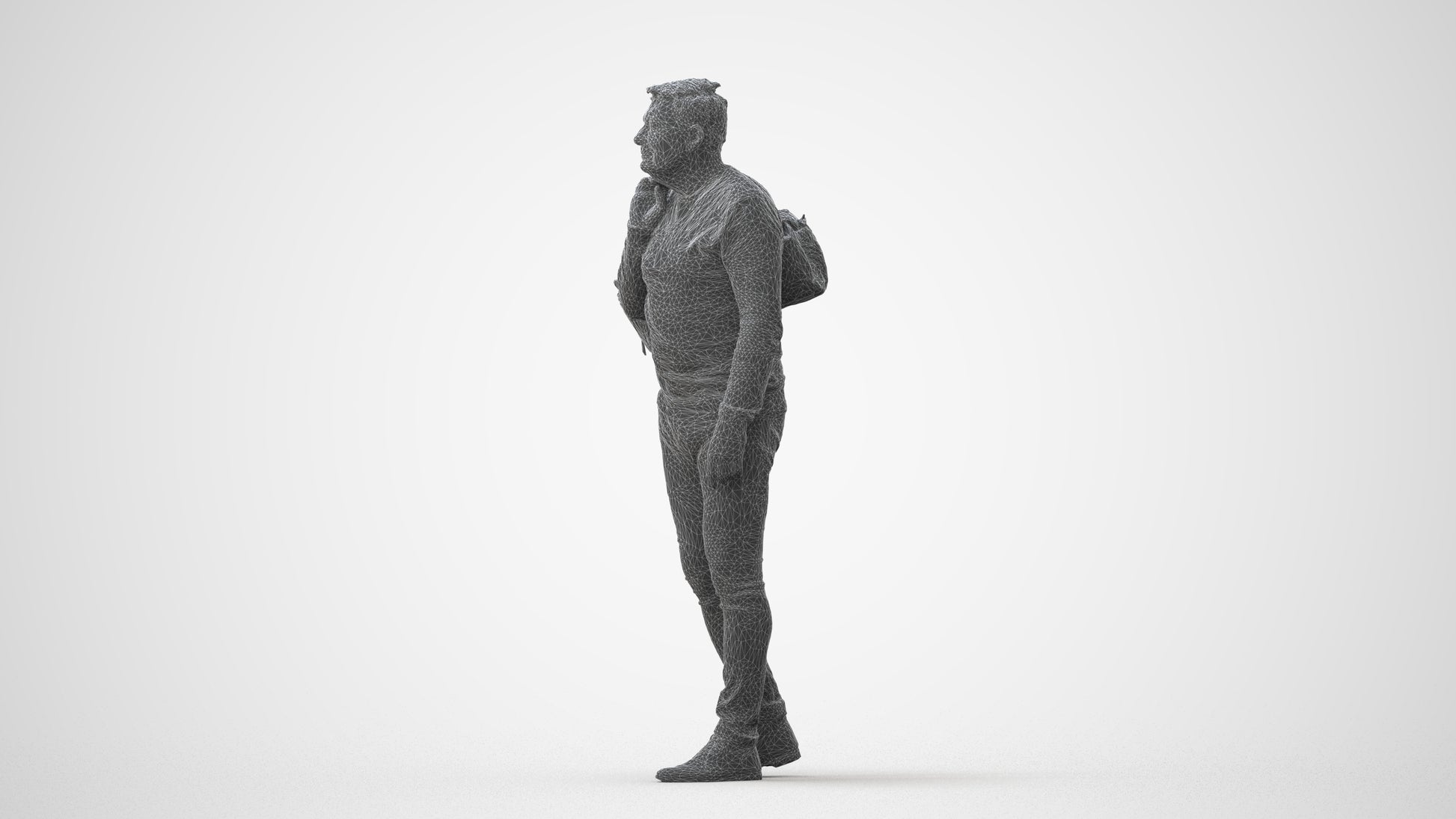 3D people model man casual walking, scanned human for 3ds Max rendering, square thumbnail