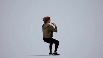 realistic 3D human woman sport, archviz people FBX OBJ for Blender, side view render