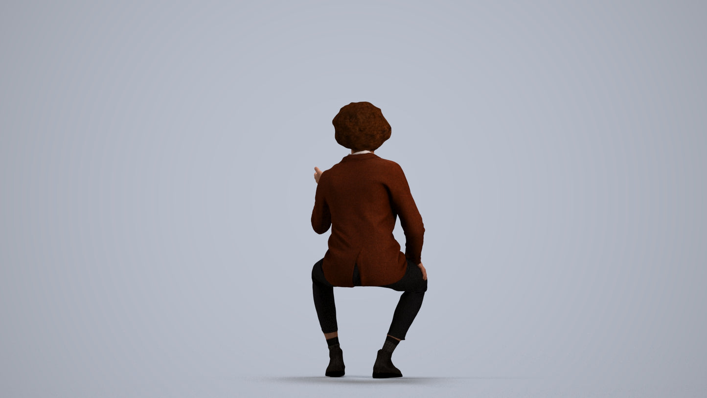 realistic 3D people man business sitting, render-ready for V-Ray and Corona, FBX OBJ, front view render