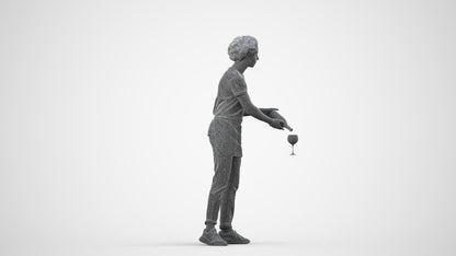realistic 3D human man hospitality, archviz people FBX OBJ for Blender, wireframe side view