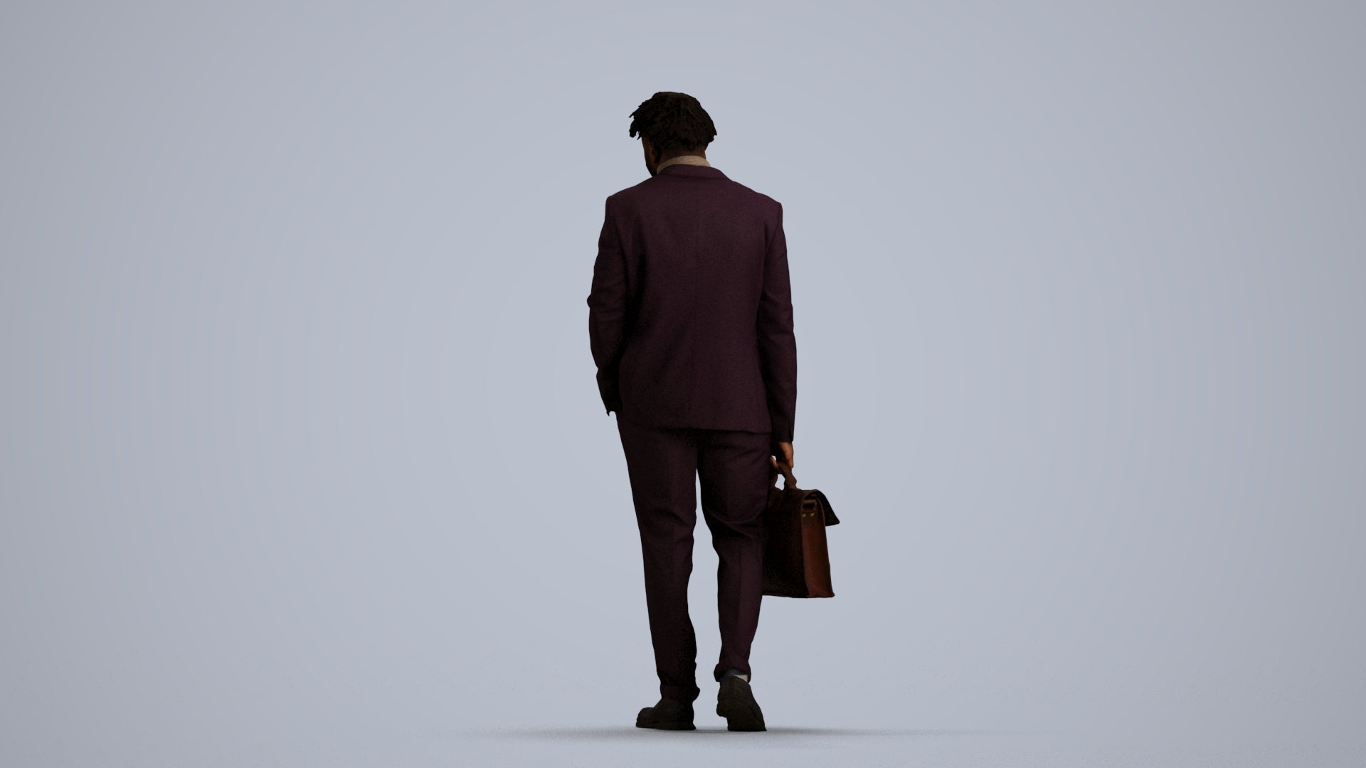 photogrammetry 3D man business walking, realistic human model archviz FBX, front view render