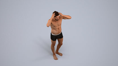 scanned 3D man bathroom, photogrammetry people for Enscape and V-Ray, back view render