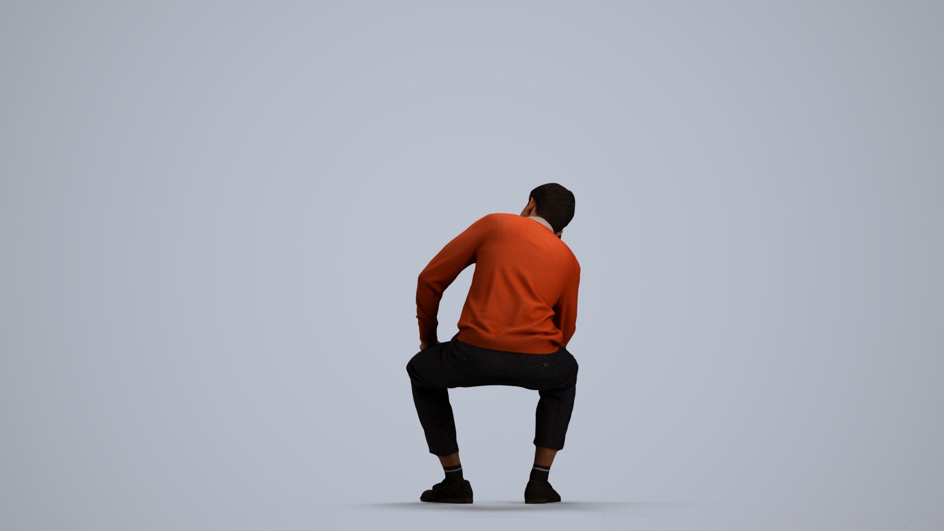 3D scanned man sitting casual, photorealistic archviz people for Enscape and SketchUp, front view render
