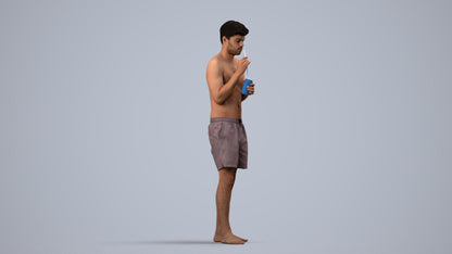 realistic 3D man sport pool, scanned archviz people for Blender and 3ds Max, side view render