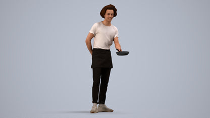 3D scanned man standing, photorealistic archviz people for Enscape and SketchUp, side view render