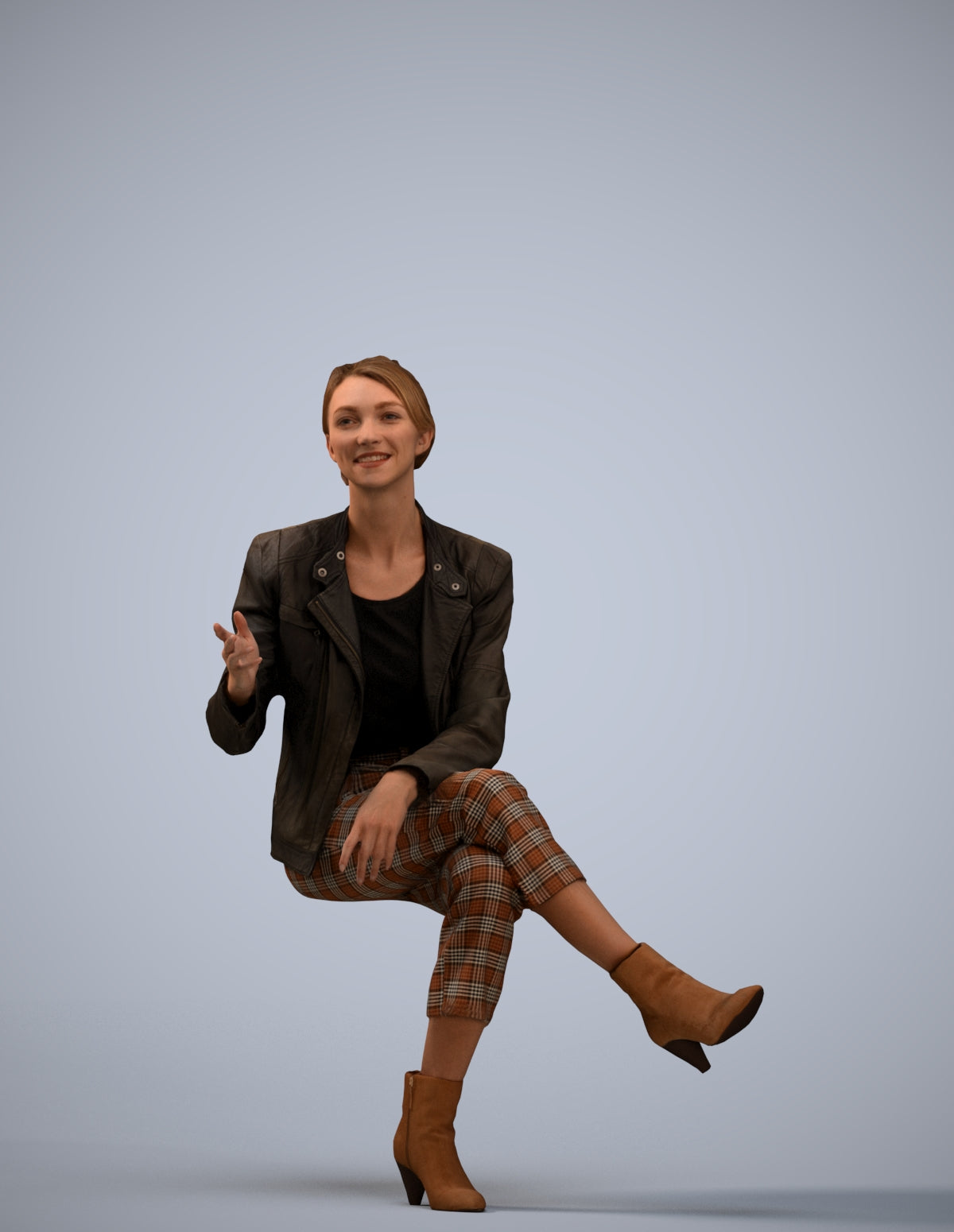 3D people model woman business sitting, scanned human for 3ds Max rendering