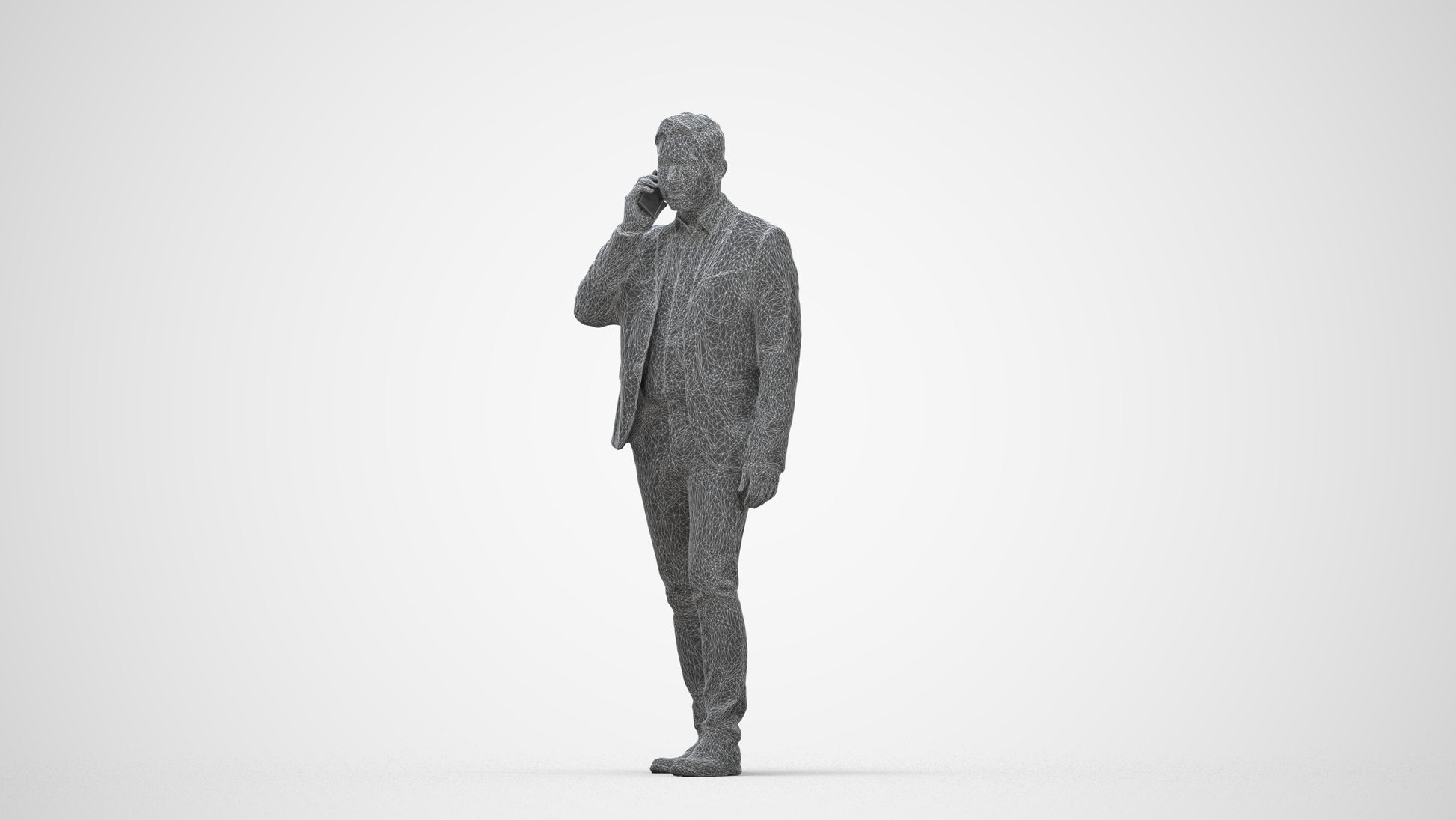 scanned 3D man business, photogrammetry people for Enscape and V-Ray, wireframe back view