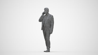 scanned 3D man business, photogrammetry people for Enscape and V-Ray, wireframe back view