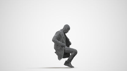 realistic 3D people man casual sitting, render-ready for V-Ray and Corona, FBX OBJ, wireframe side view