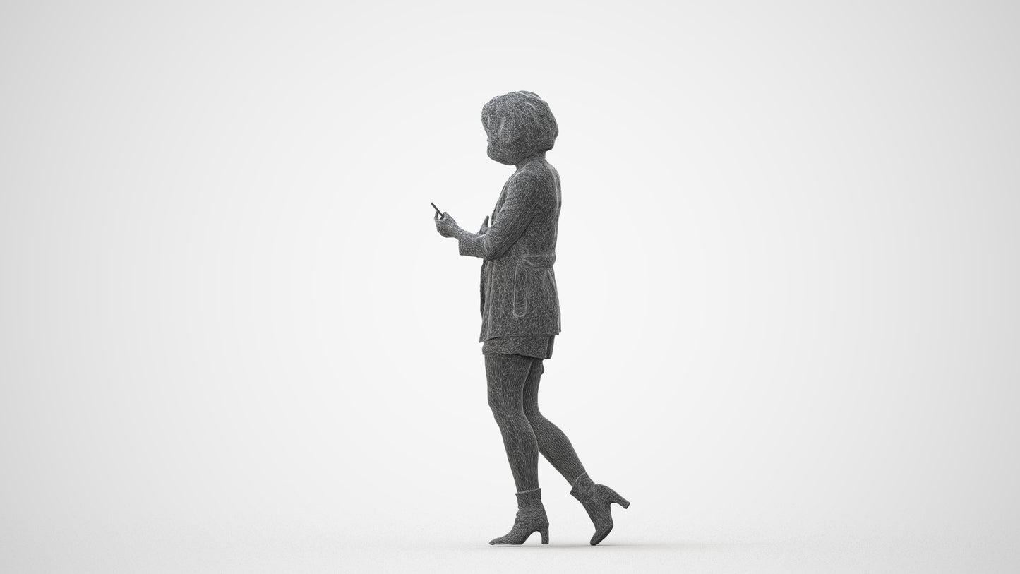 3D people model woman business standing, scanned human for 3ds Max rendering, square thumbnail