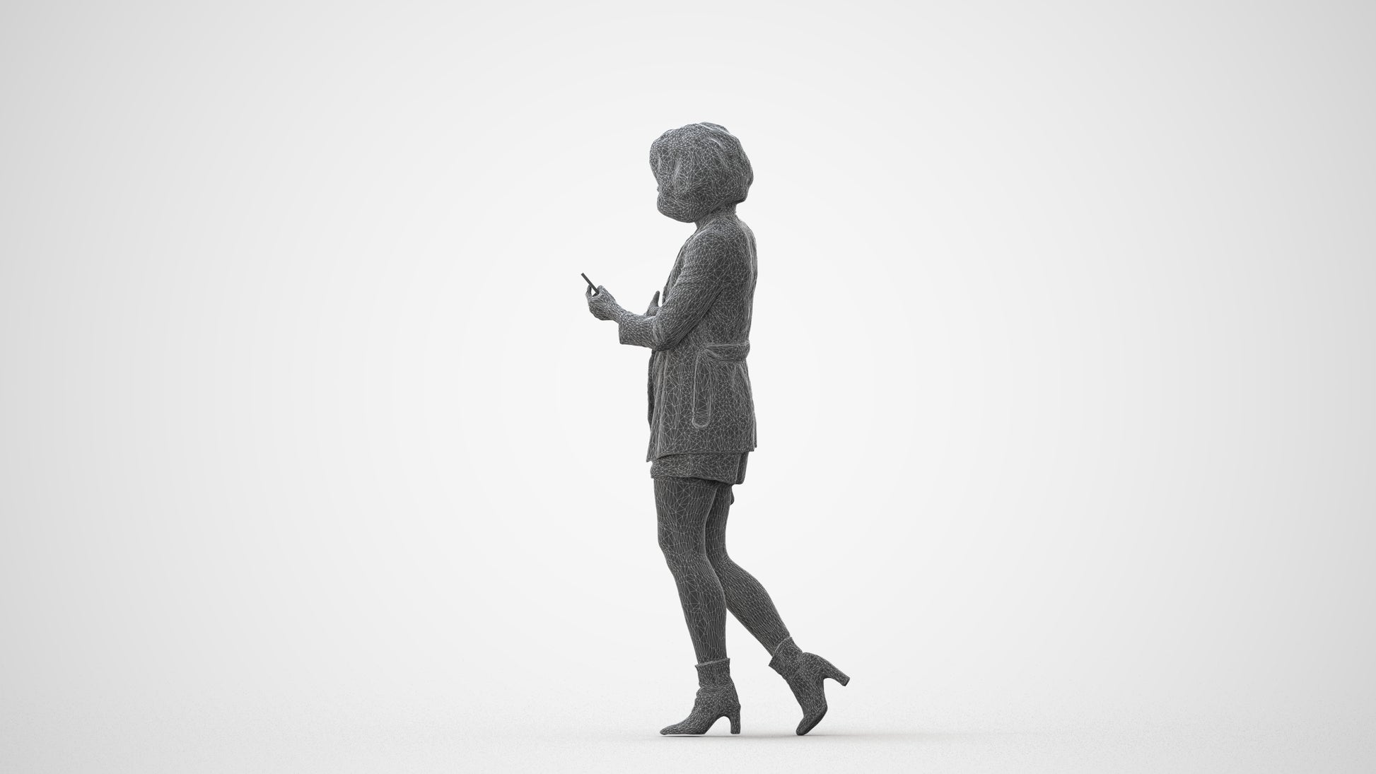 3D people model woman business standing, scanned human for 3ds Max rendering, square thumbnail