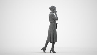 realistic 3D human woman casual walking, archviz people FBX OBJ for Blender, wireframe side view