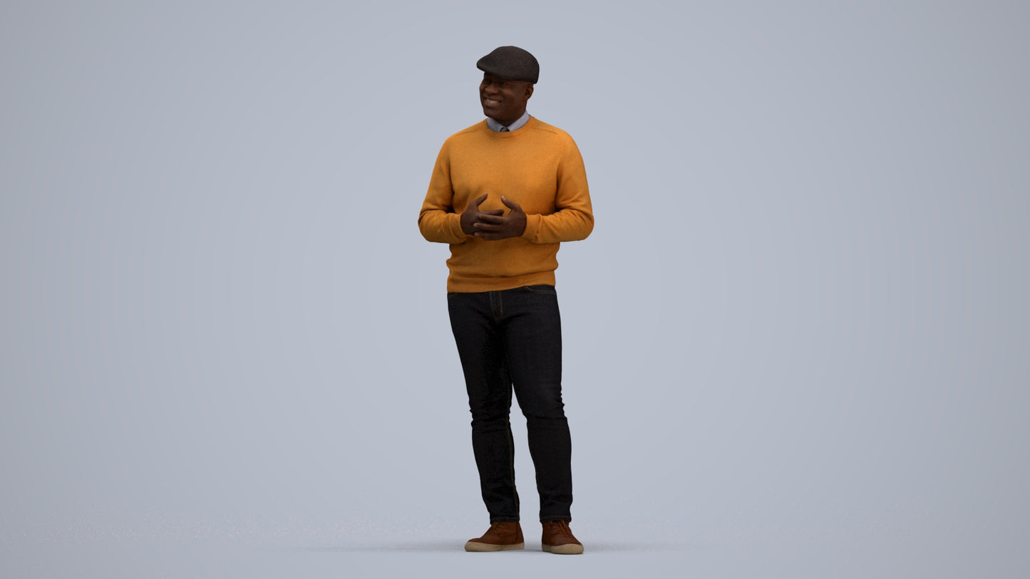 realistic 3D man casual standing, scanned archviz people for Blender and 3ds Max, standing pose render