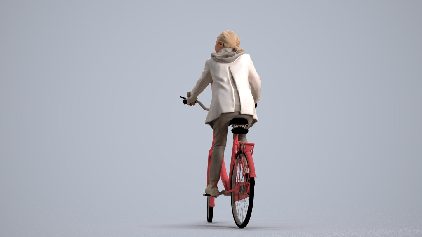realistic 3D people senior boy casual cycling, render-ready for V-Ray and Corona, FBX OBJ, front view render