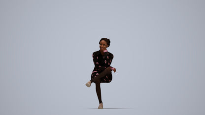 realistic 3D human woman casual sitting, archviz people FBX OBJ for Blender, top-down view render