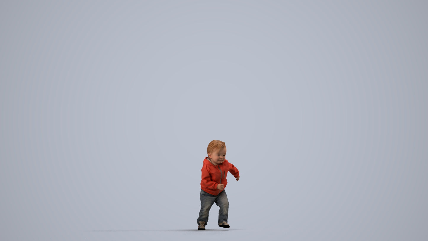 realistic 3D human boy casual kids, archviz people FBX OBJ for Blender, side view render
